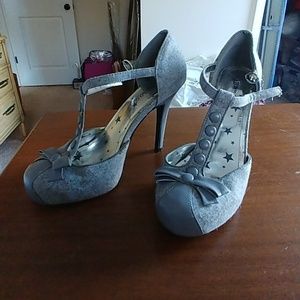 Light Grey T-Strap High Heels